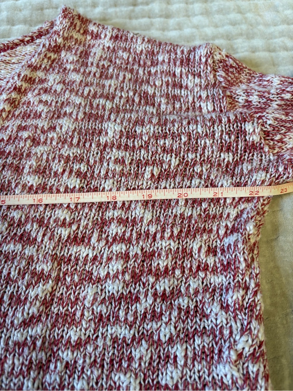 Album di Famiglia Cardigan ML Melange Cotton Blend Rosso White Boxy Open Sweater - Picture 10 of 14